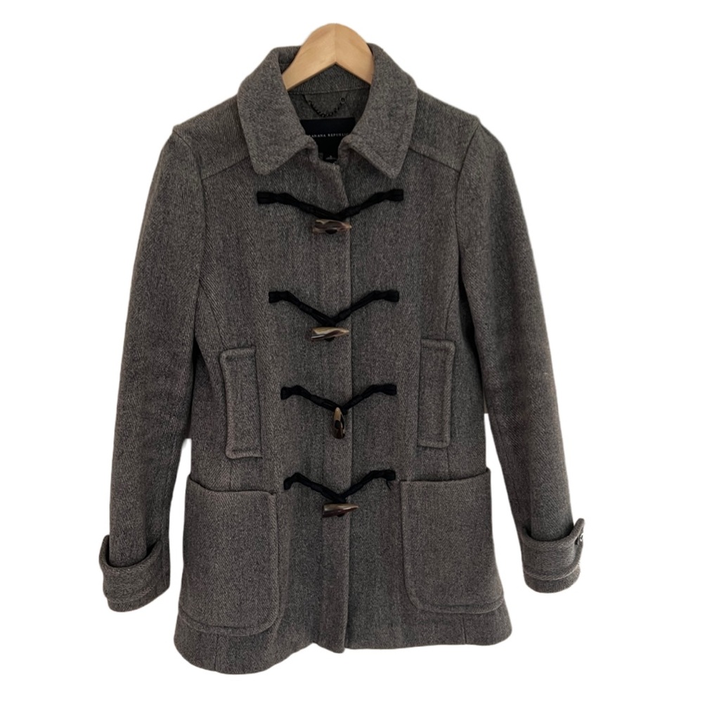 Banana Republic Womens Grey Wool Blend Horn Toggle w/ Loop + Zipper Jacket small